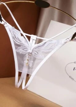 Stella Crotchless Pearl Thong -Underwear Specialty Store unleashed stella crotchless thong with pearl white sexy lingerie C