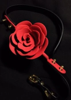 Rose Ball Gag (Black Strap) -Underwear Specialty Store upko red rose ball gag bondage bdsm bedroom fun F