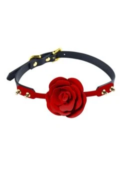 Rose Ball Gag (Black Strap) -Underwear Specialty Store upko red rose ball gag bondage bdsm bedroom fun G