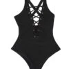 Blake Black Lace Up Front Swimsuit -Underwear Specialty Store wws226.bk wolf and whistle blake black lace up front swimsuit swimwear a