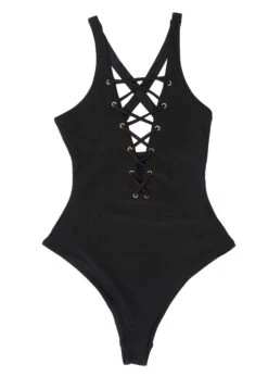 Blake Black Lace Up Front Swimsuit